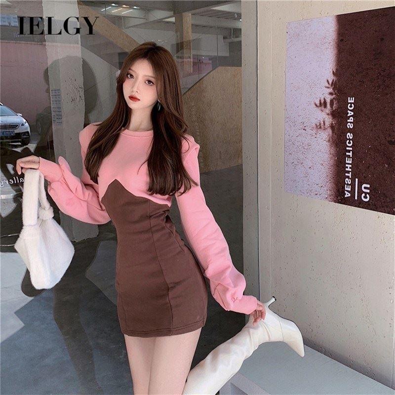 Đầm sweater IELGY mỏng ôm eo cá tính khí chất tùy chọn màu sắc dành cho nữ