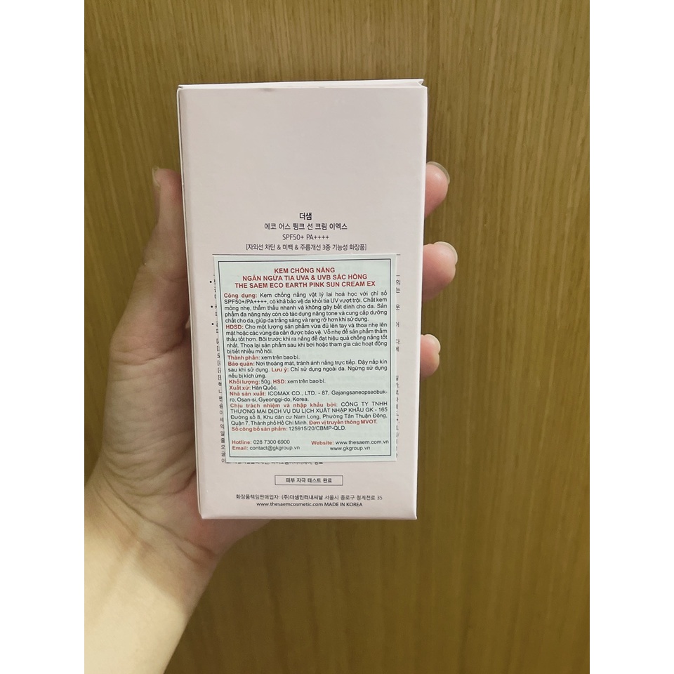 Kem Chống Nắng THE SAEM ECO EARTH POWER PINK SUN CREAM (SPF 50+/PA)++++