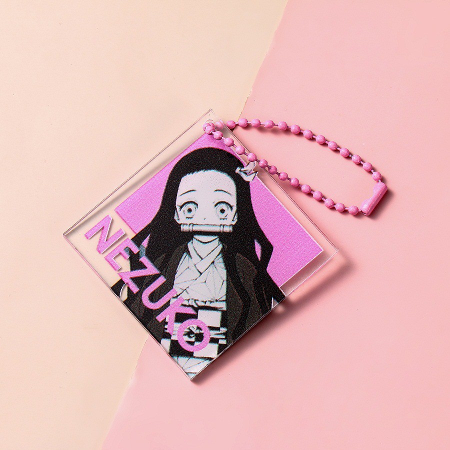 COSER KING 1Pcs Anime Acrylic Keychain Demon Slayer Nezuko Tanjiro Shinobu Giyuu Anime Kimetsu no Yaiba Cosplay