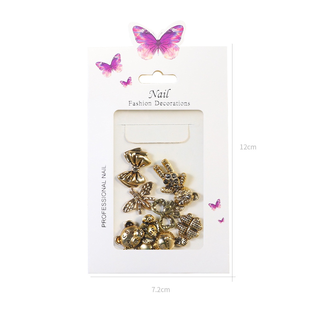 Set 8 / 10 / 20 Phụ Kiện Kim Loại Trang Trí Móng Tay Nhiều Hình Dạng Không Phai Màu Phong Cách Cổ Điển Cho Nữ Charms