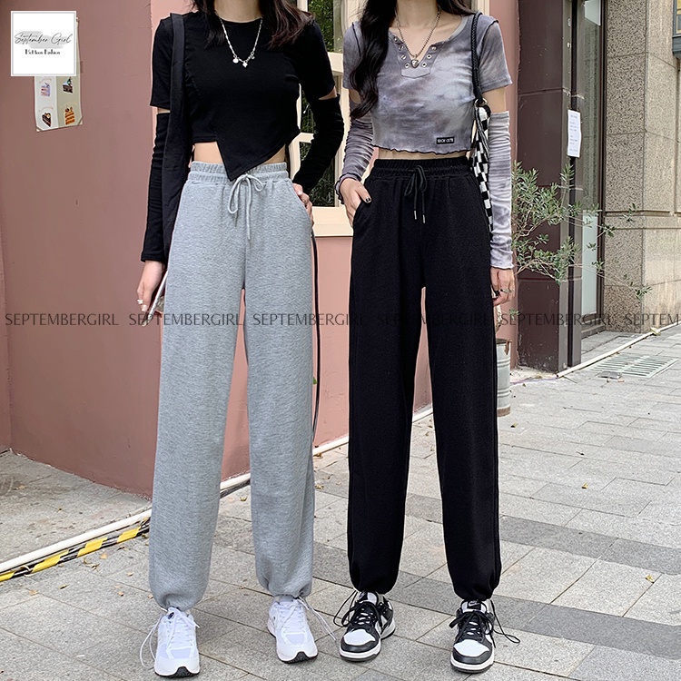 Quần culottes nữ SEPTEMBERGIRL ống suông rộng rút gấu dáng thể thao - JOGGER NAM 064V2