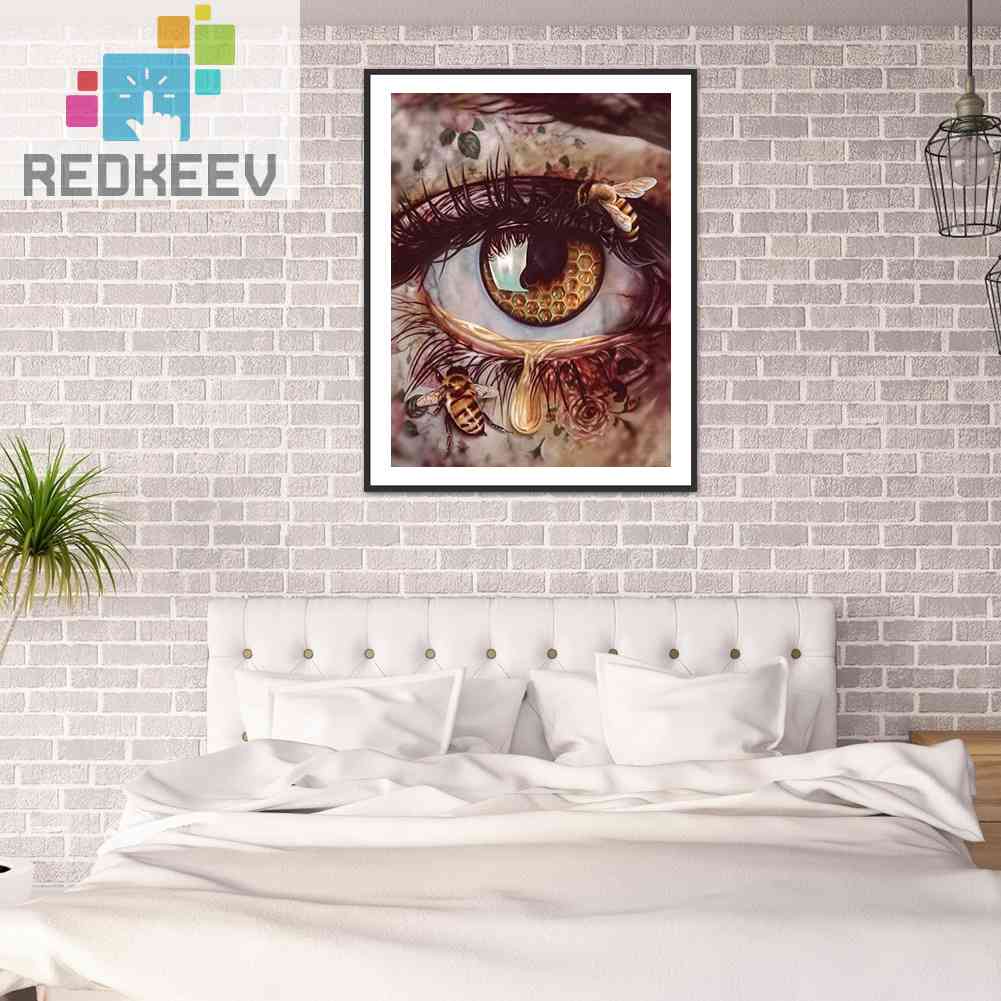 Bộ Tranh Đính Đá 5D Toàn Diện Họa Tiết Đôi Mắt Trừu Tượng Độc Đáo DIY