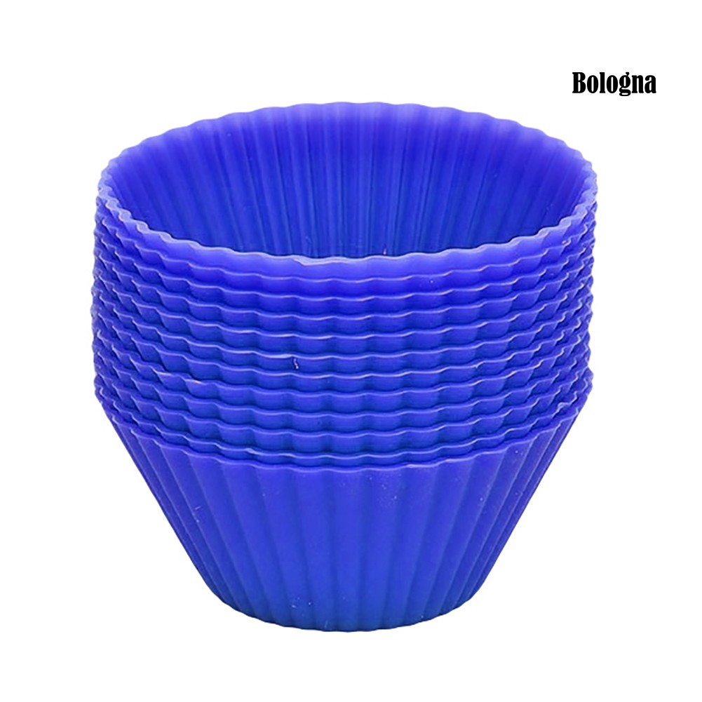 Set 10 Khuôn Silicone Tròn Làm Bánh Muffin Tái Sử Dụng Tiện Lợi