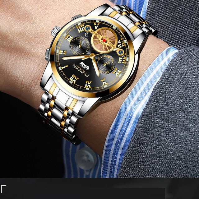 Đồng hồ nam chính hãng FNGEEN, Đồng hồ nam chính hãng đẹp  dây thép cao cấp không gỉ 4001 - Aka Mart | BigBuy360 - bigbuy360.vn