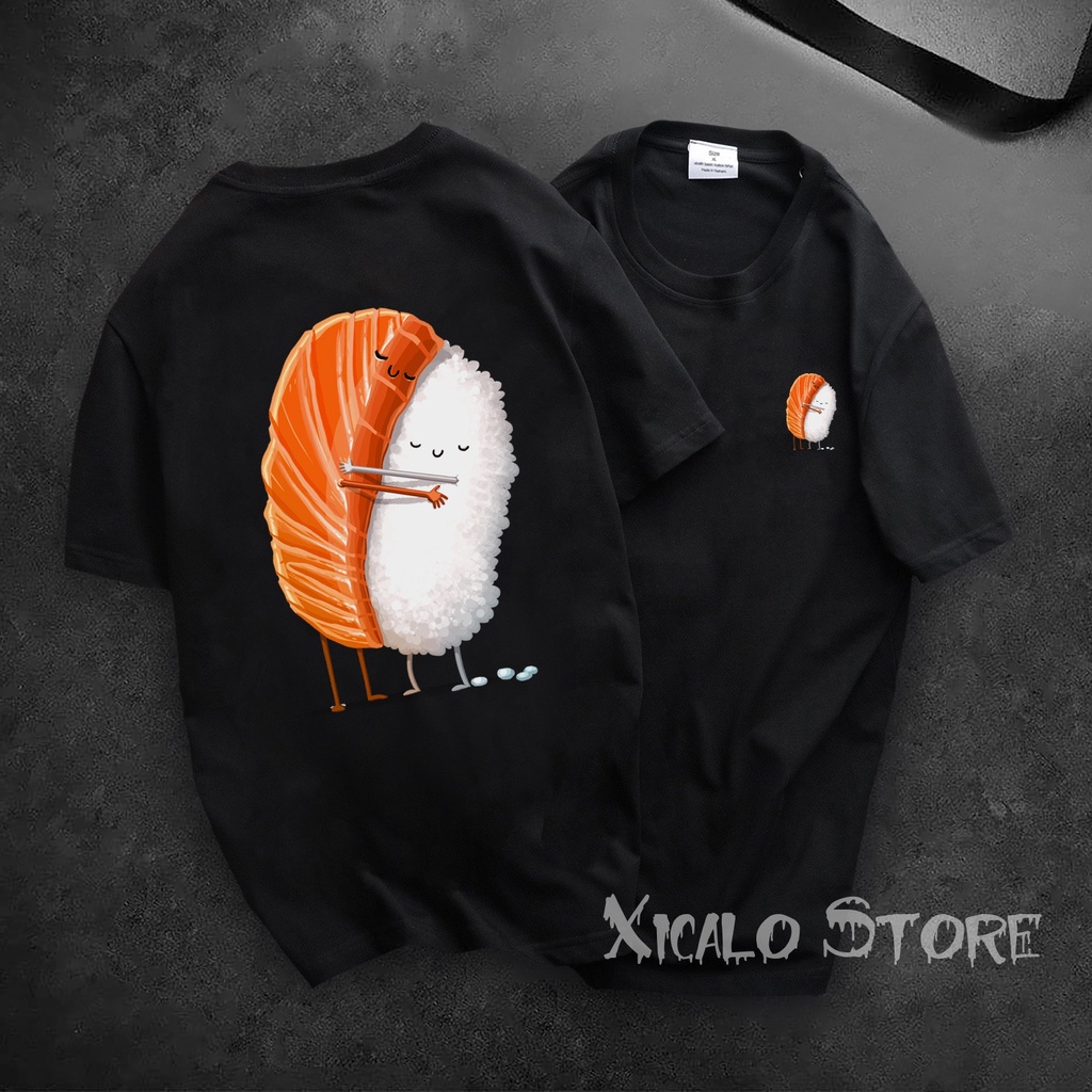 Áo thun Sushi Hug, Áo Phông Cotton Co Dãn 2 Chiều Unisex Thoáng Mát cho nam nữ cực CHẤT