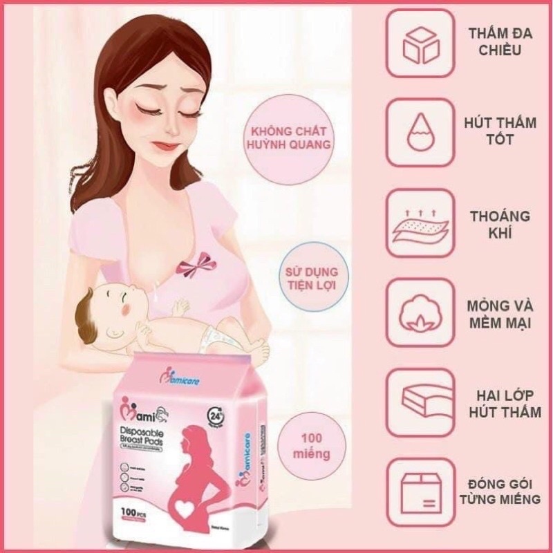 Bịch 30-100 miếng lót thấm sữa Mami