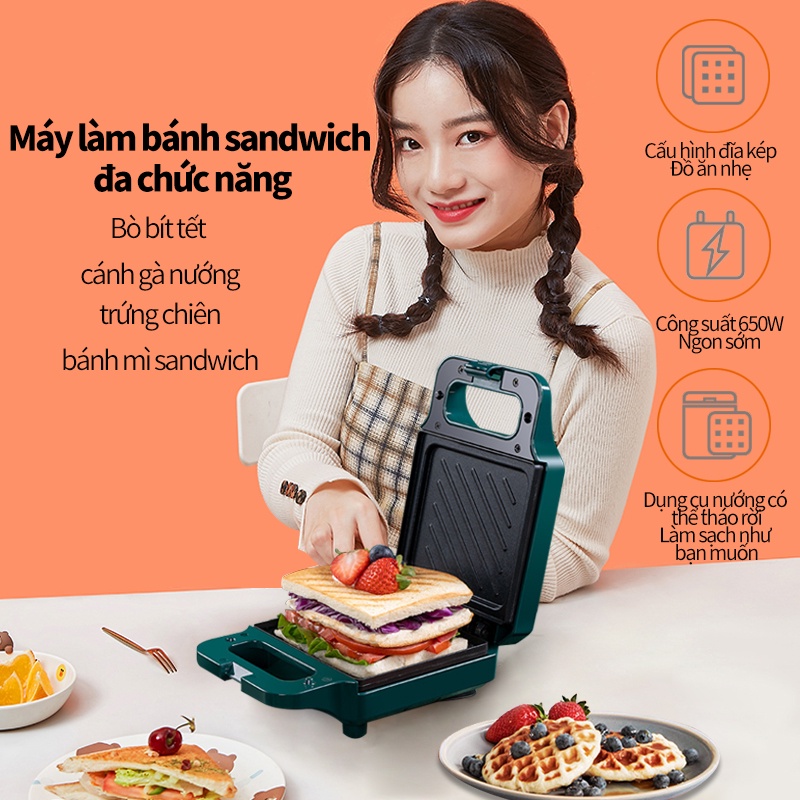 Thương hiệu AFC Máy kẹp nướng bánh mì, humberger, sandwich, rán trứng, nướng thịt 2 mặt mini đa năng