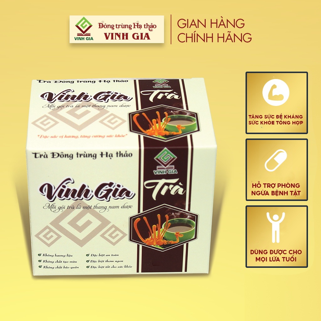 [MUA 2 TẶNG 2] Combo 04 Hộp Trà Đông Trùng Hạ Thảo Vinh Gia Giúp Tăng Sức Đề Kháng Dành Cho Mọi Lứa Tuổi – Hộp 12 Gói