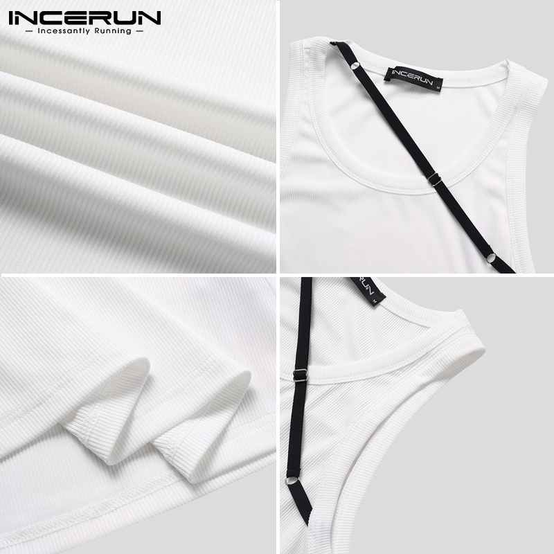 INCERUN Áo Tank Top Phối Dây Cột Thời Trang Mùa Hè Cho Nam Giới