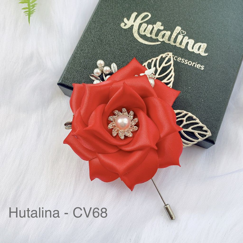 [ Ảnh Thật video ] - Hoa cài Váy HOA HỒNG Handmade Hutalina CV68