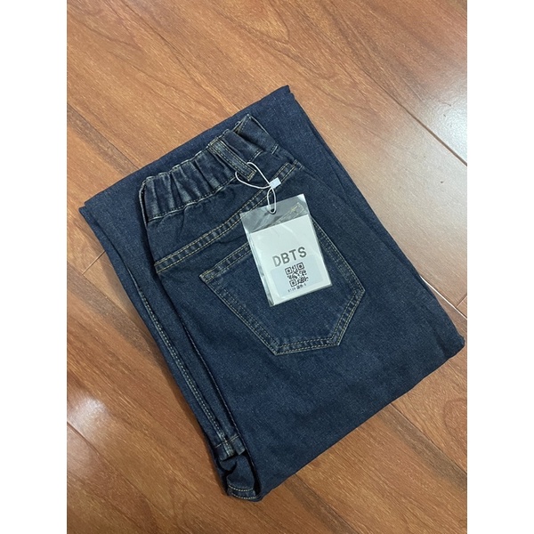 8139 | Quần Jeans Rộng Xanh Đậm Basic Dễ Phối Đồ Phong Ống Rộng Tôn Eo Phụ Nữ Phong Cách Hàn Quốc Có Chun Lưng | BigBuy360 - bigbuy360.vn