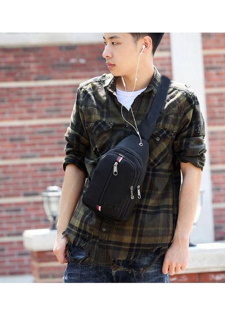 Túi chéo nam nữ năng động vasca dây kéo giữa sọc 3 màu nam nữ vải dù  - chéo TCTL088