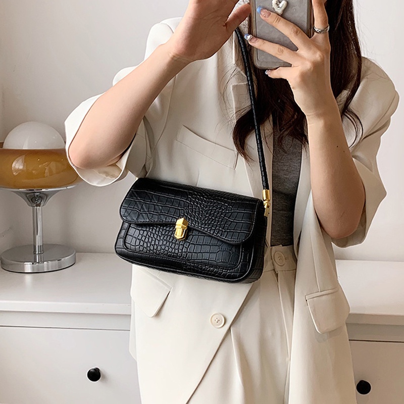 Túi Đeo Vai Hình Vuông Cỡ Nhỏ Vân Da Cá Sấu Chất Lượng Cao Thời Trang Cho Nữ