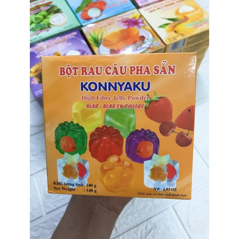 Thạch rau câu pha sẵn KONNYAKU (Dạng Bột) 140gr đủ vị