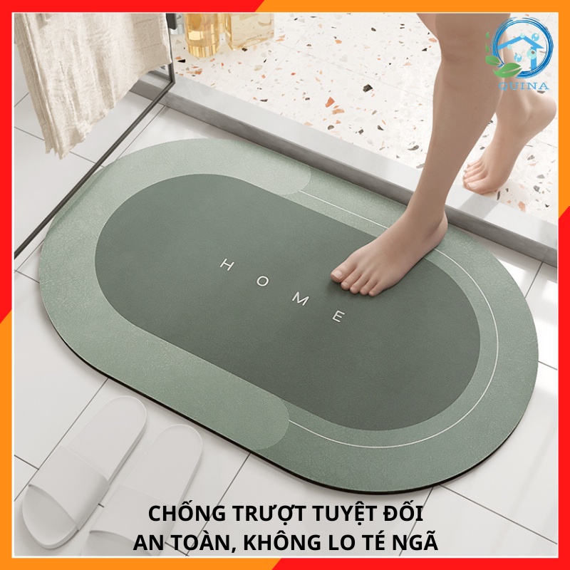 [Chính hãng] Thảm Lau Chân Chống Trượt Cao Cấp Thấm Hút Tốt Chất Liệu Vải Nappa Êm Ái An Toàn Cho Da 40x60cm QUINA QN001