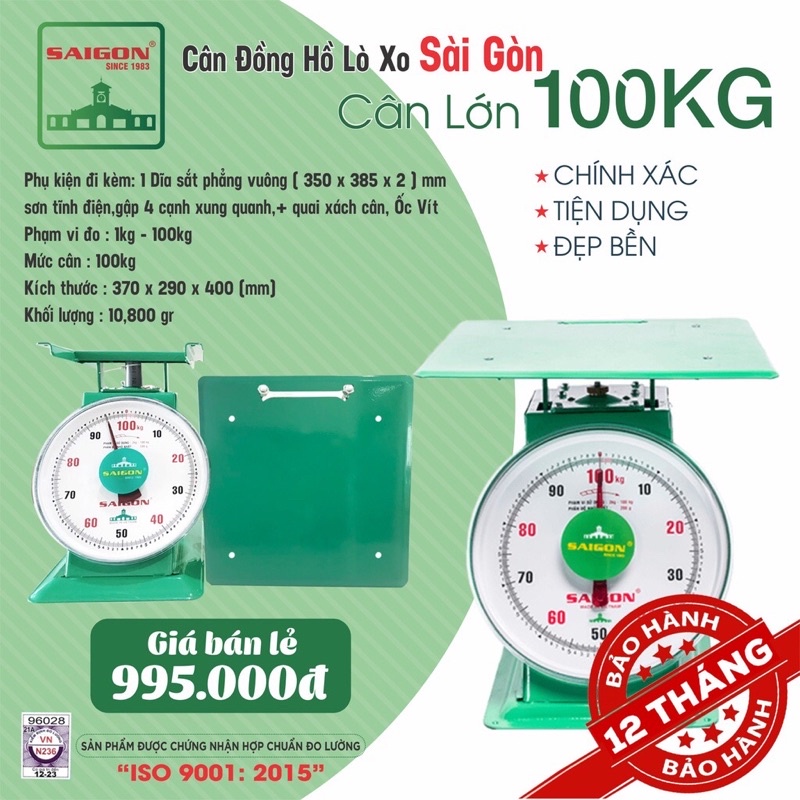 Cân đồng hồ lò xo Sài Gòn 100kg