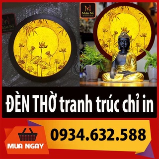 Đèn thờ mâu ni in tranh trúc chỉ 198, đèn vách ban thờ, để sau tượng phật