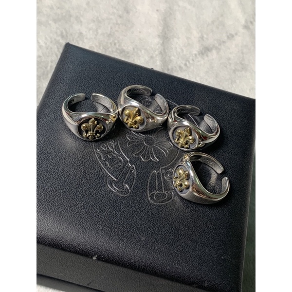 Nhẫn Chrome Heart Logo mạ vàng free size bạc 925 fullbox.