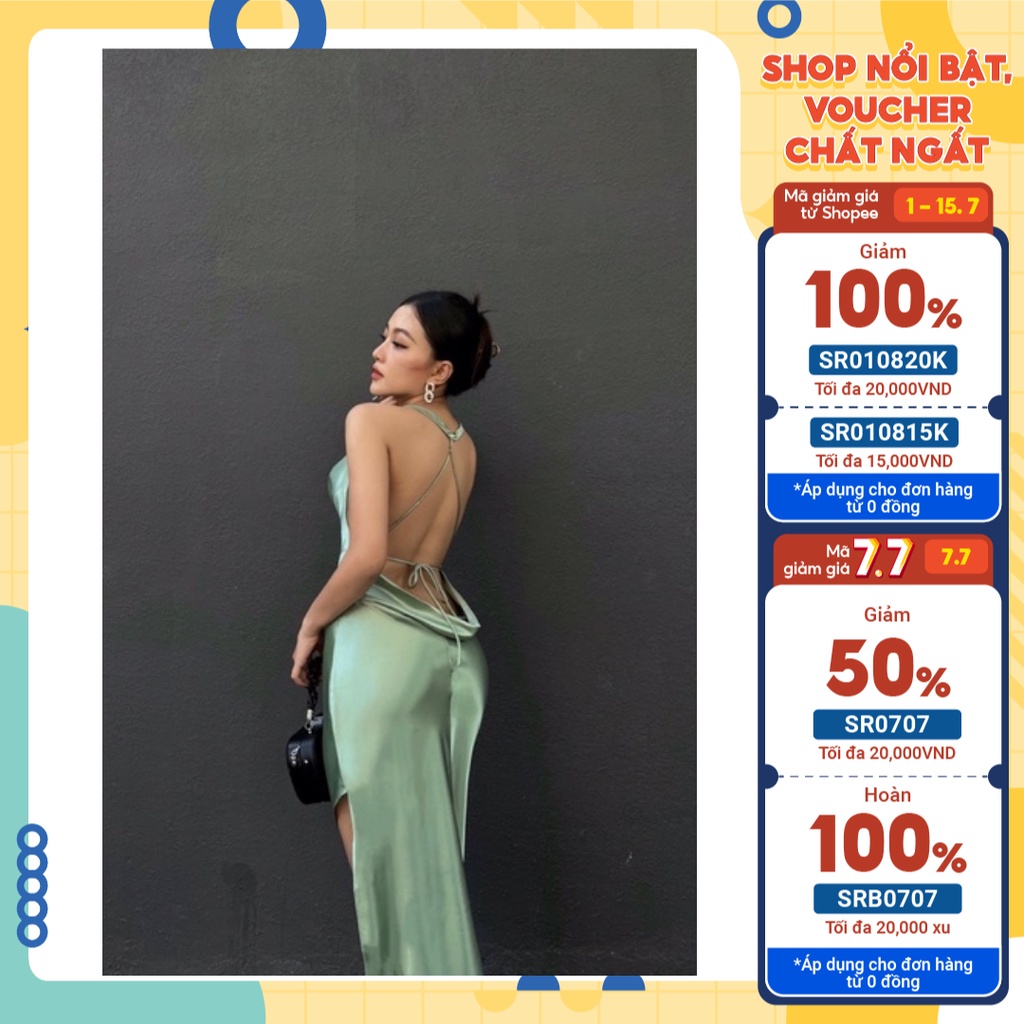 Đầm cổ đổ hở lưng ôm body Đầm lụa quyến rũ