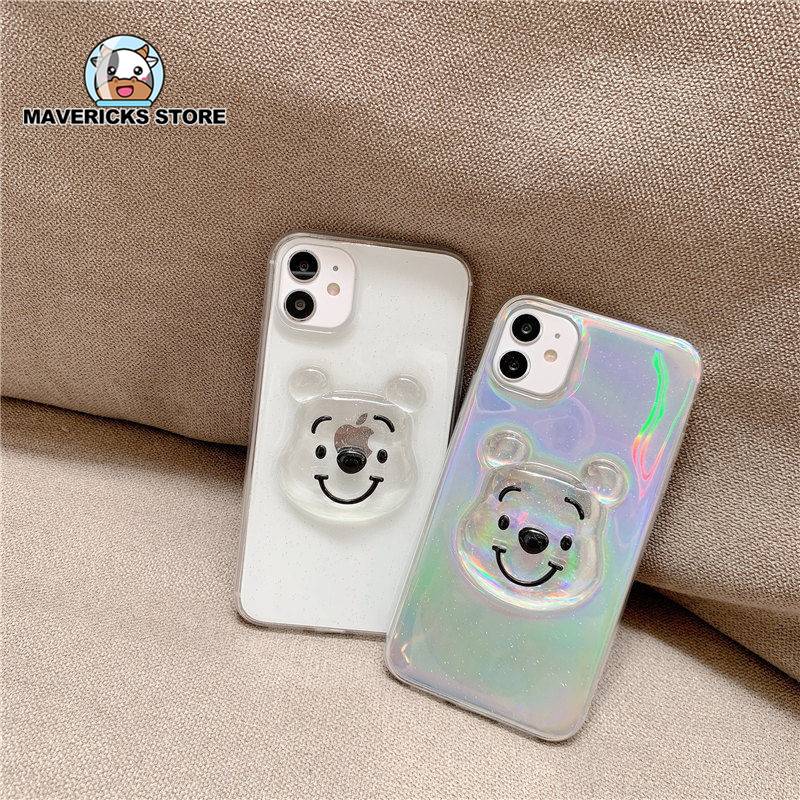 Ốp điện thoại trong suốt hình gấu dễ thương thích hợp cho Iphone 7/8/Plus/11 Xr/X/Xs/Max/Plus/12/Promax