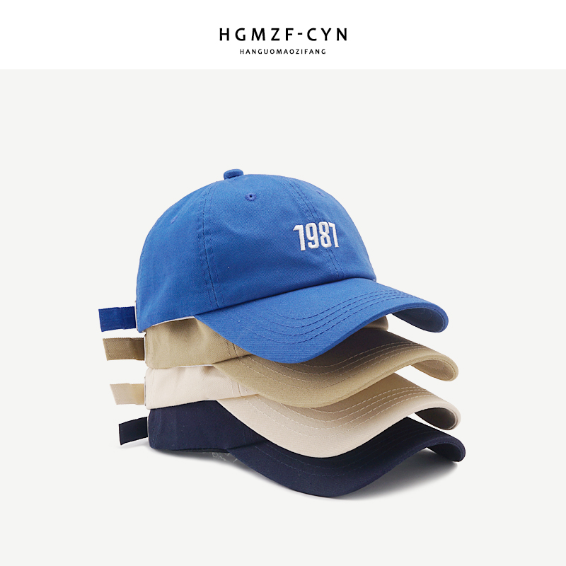 INS 1987 Digital Embroidery Cap Fashion Casual Baseball Cap Soft Top Hat