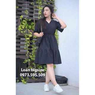 Đầm Big Size thiết kế váy đen 2 tầng đen cho người béo từ 55-95kg
