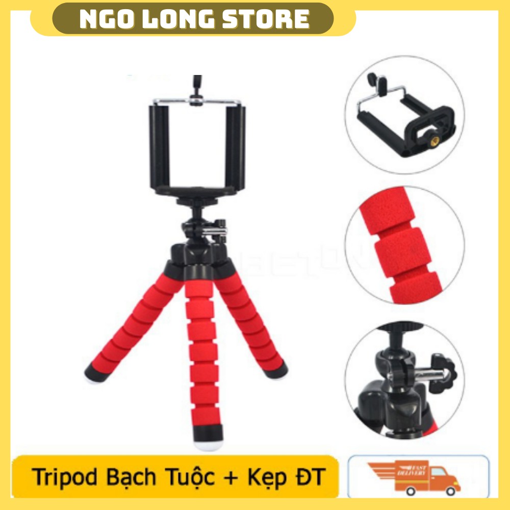 Chân Tripod Bạch Tuộc Xốp - Uốn Siêu Dẻo Mọi Địa Hình - Kẹp giá đỡ điện thoại , máy tính bảng