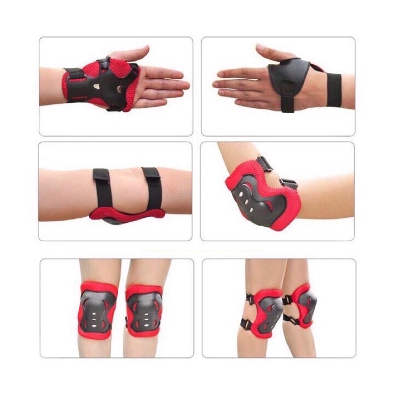 Set bộ bảo hộ trượt patin dày đẹp cho bé, bộ bảo vệ tay chân đi xe đạp, ván trượt, scooter 19-35kg