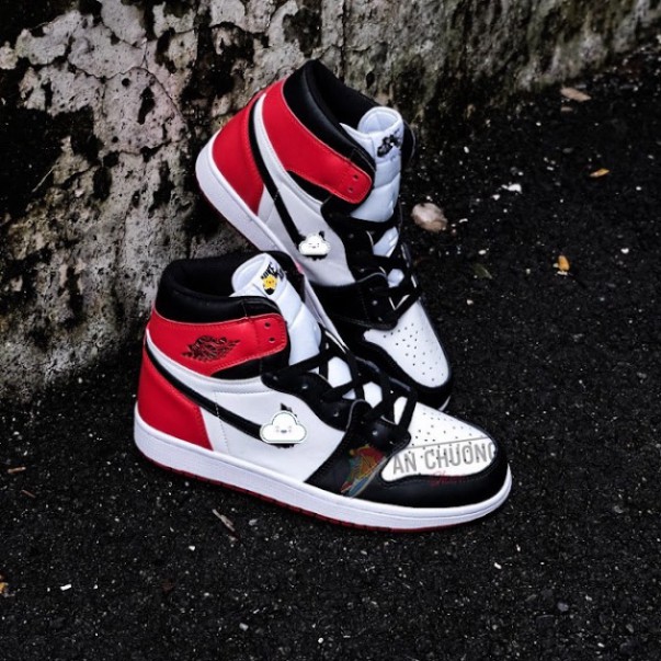 Giày Sneaker Jordan 1, Giày Thể Thao JD đen đỏ cao nam nữ loại đẹp
