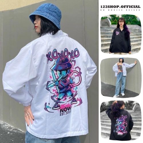 Áo Khoác Dù Chống Nắng Cho Nam Nữ Đôi Có 2 Màu, Ulzzang Unisex in hình XOXO Form Rộng Jacket 123SHOP