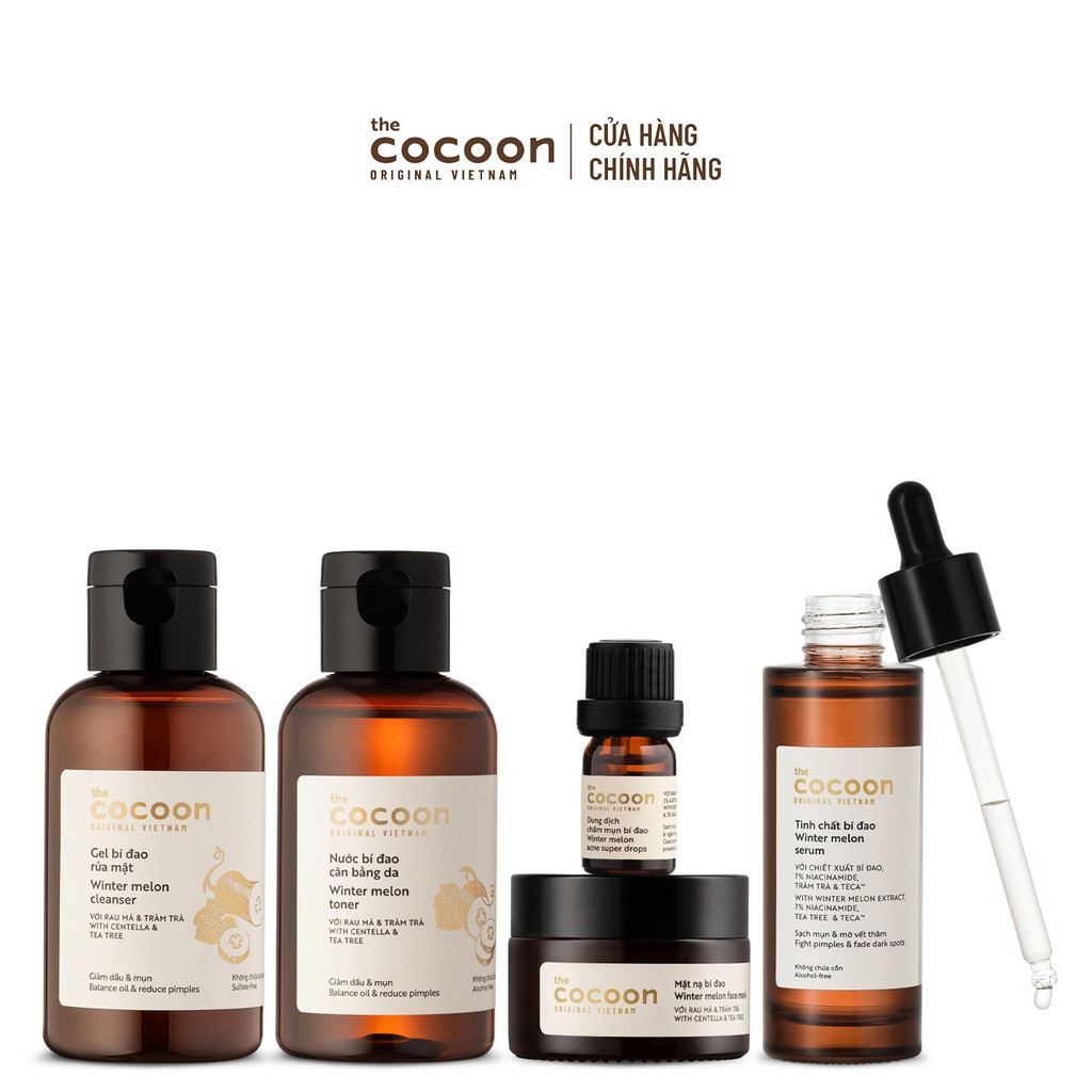 [Mã FMCGMALL -8% đơn 250K] SPECIAL COMBO chăm sóc da mụn chuyên sâu Cocoon (tặng 1 dung dịch chấm mụn Cocoon 5ml)