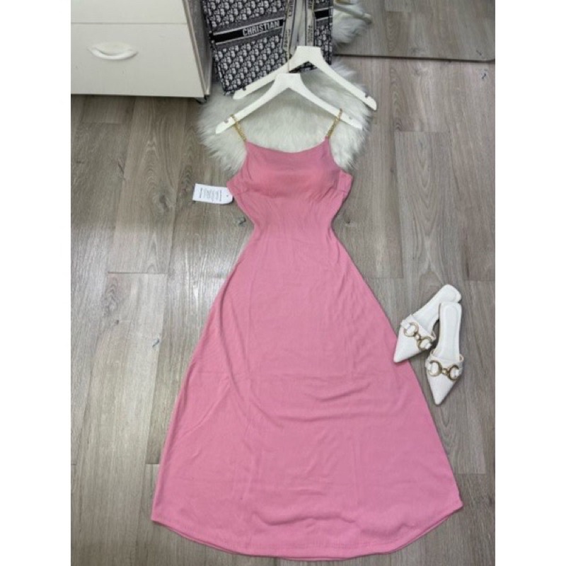 Đầm Hai Dây Xích Thun Gân Xịn - Có Mút Ngực - Form Xòe Nhẹ - Dáng Dài Maxi Ôm Body Sexy - Thiết Kế Đơn Giản Sang Chảnh