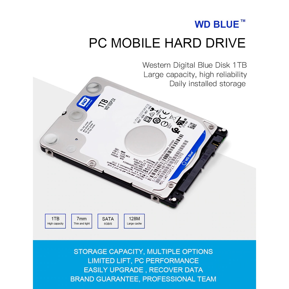Ổ Cứng HDD Laptop 1TB WD Blue 2.5 inch Chính Hãng - Bảo hành 24 tháng 1 đổi 1