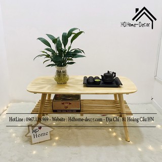 ☀️FREESHIP RẺ VÔ ĐỊCH☀️ Bàn trà Sofa chân xếp 2 tầng phong cách Nhật Bản - Gỗ cao su tự nhiên chắc chắn