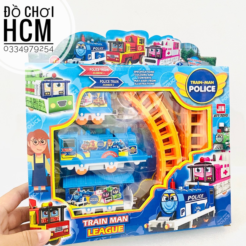 Hộp đồ chơi đường ray xe lửa tàu hỏa Thomas, Police train, Chó cứu hộ, Spider man cho bé thích ô tô mô hình