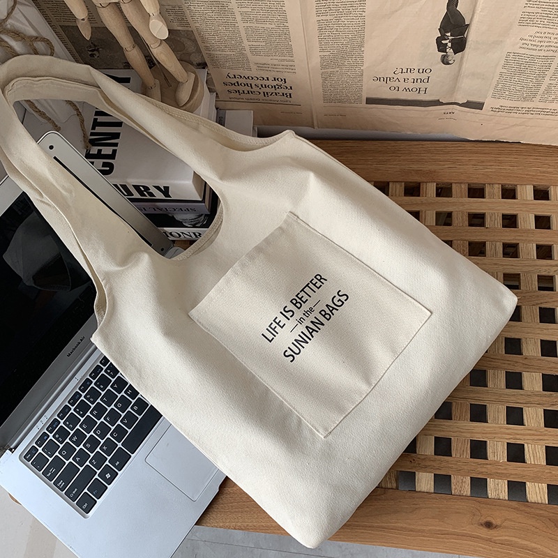 Túi Vải Canvas Đeo Vai Thiết Kế Đơn Giản Thời Trang
