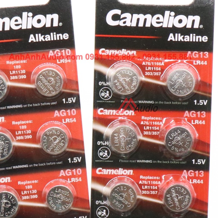 Pin cúc áo 1.5V AG10 và AG13 Camelion chính hãng