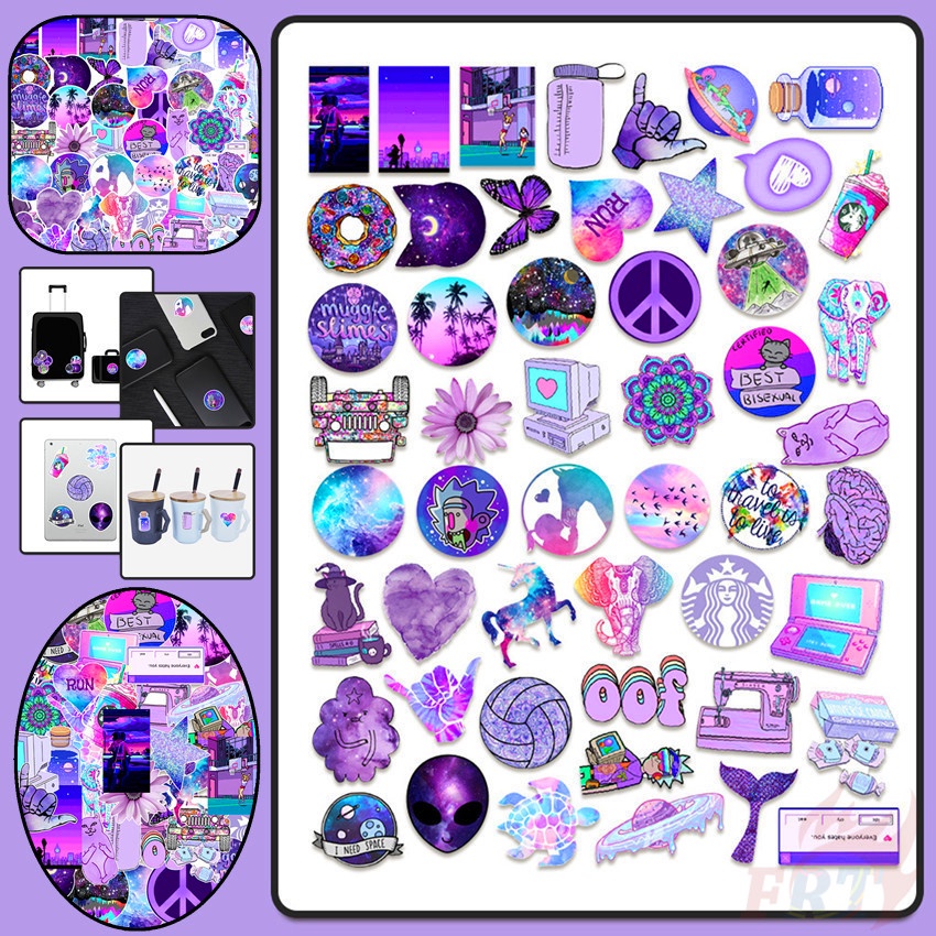 Bộ 100 Cái/Bộ ❉ Ins Nhãn Dán B Dòng Lãng Mạn Màu Tím ❉ Sticker Dán Trang Trí Đa Dạng Thời Trang