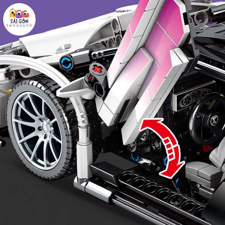 Đồ Chơi Lắp Ráp Kiểu LEGO Siêu Xe Điều Khiển Từ Xa Lamborghini Aventador SVJ White Hologram SEMBO 701945 Với 1337 PCS