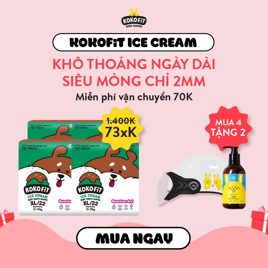 Nguyên Thùng Tã Quần KOKOFiT Ice Cream Hàn Quốc Cho Bé Size M30/L26/XL22/Jumbo18