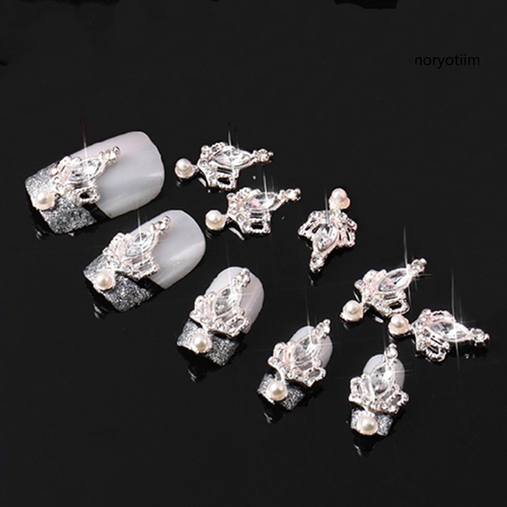 10 hộp đá đính trang trí móng tay hình vương miện 3D thời trang