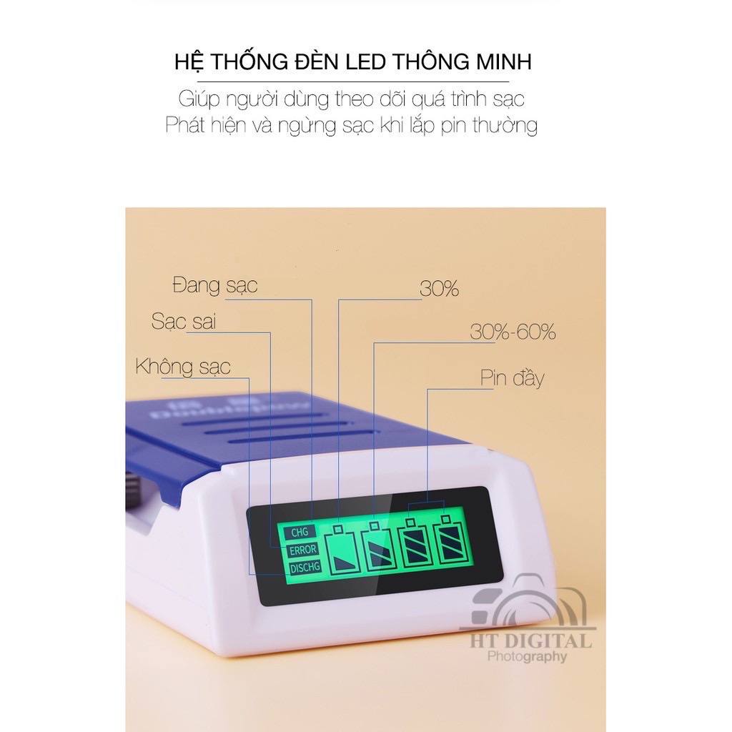 Bộ Pin Sạc AA/AAA DP-K209 Cao Cấp - Bộ Pin Sạc AA 3200mAh - Bộ Sạc Pin Tiểu - Pin Đũa - Pin Micro Karaoke