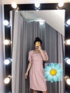 Đầm caro cổ vuông ( hình thật sp shop chụp )