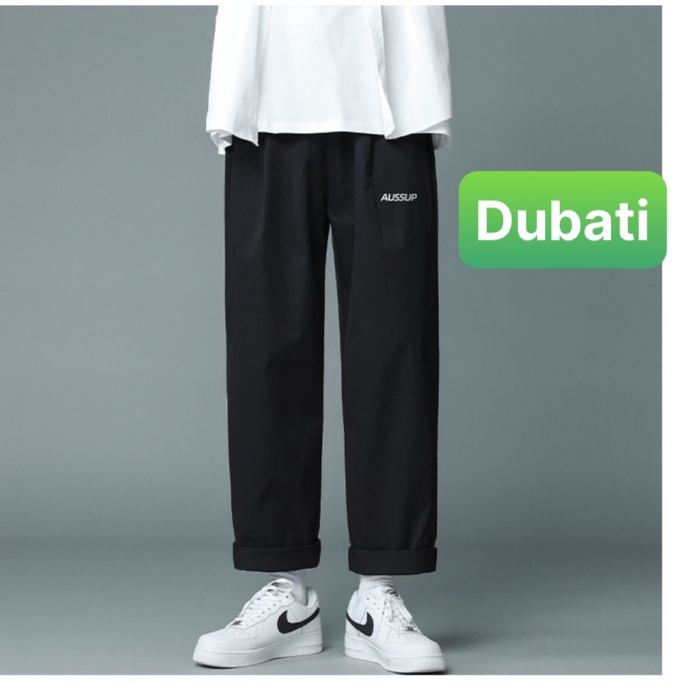 Quần baggy nam nữ Unisex ống rộng in chữ AUSSUP - Kiểu quần Kaki Nam Nữ Ống Suông Basic Unisex cao cấp - Dubati fashon