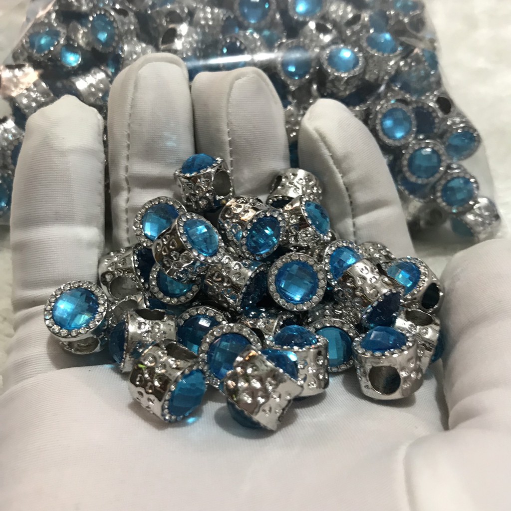 Hạt Charm KATEDA SHOP Mạ Bạc Đính Đá, Làm Vòng Tay Đi Chơi Dự Tiệc Nhiều Màu Sắc