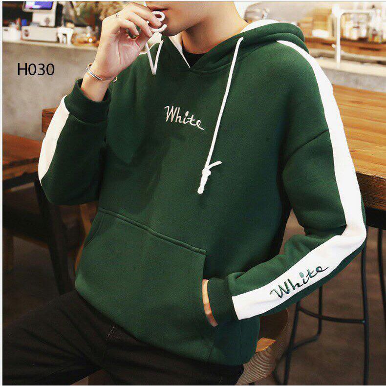 Áo hoodie nỉ viền tay White TP01