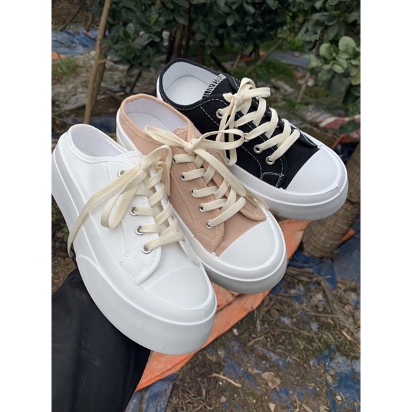 Giày sục nữ vải trơn CANVAS kiểu dáng trẻ trung đơn giản