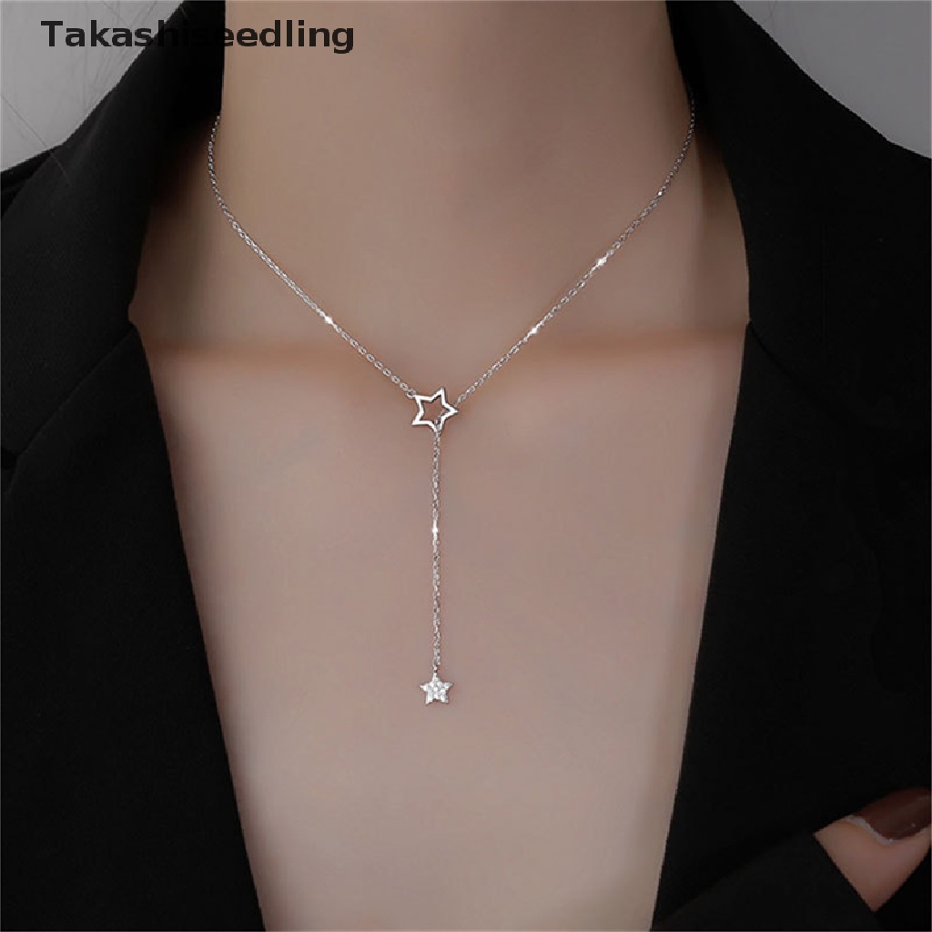 (Takashiseedling) Vòng cổ Mặt Hình Ngôi Sao Rỗng Đính Đá Zircon Thanh Lịch Cho Nữ