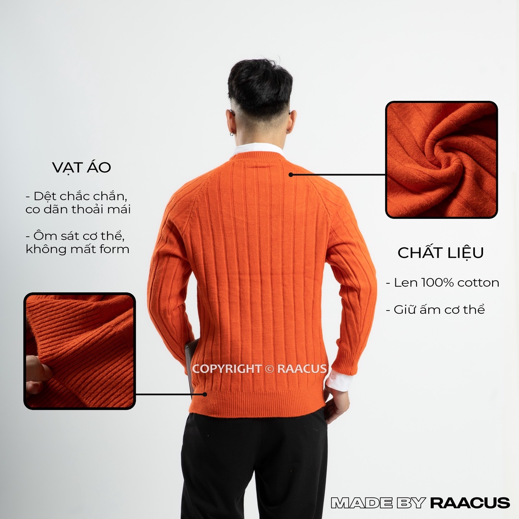 Áo len nam tay dài mùa đông cao cấp RAACUSSTORE, áo len hàn quốc form rộng ulzzang