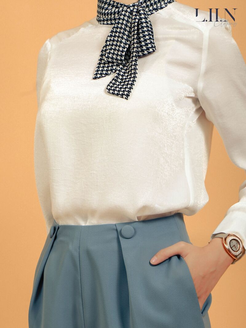 Quần baggy nữ Linbi màu xanh phối cúc bọc, thanh lịch, sang trọng Liin clothing Q3351 | BigBuy360 - bigbuy360.vn